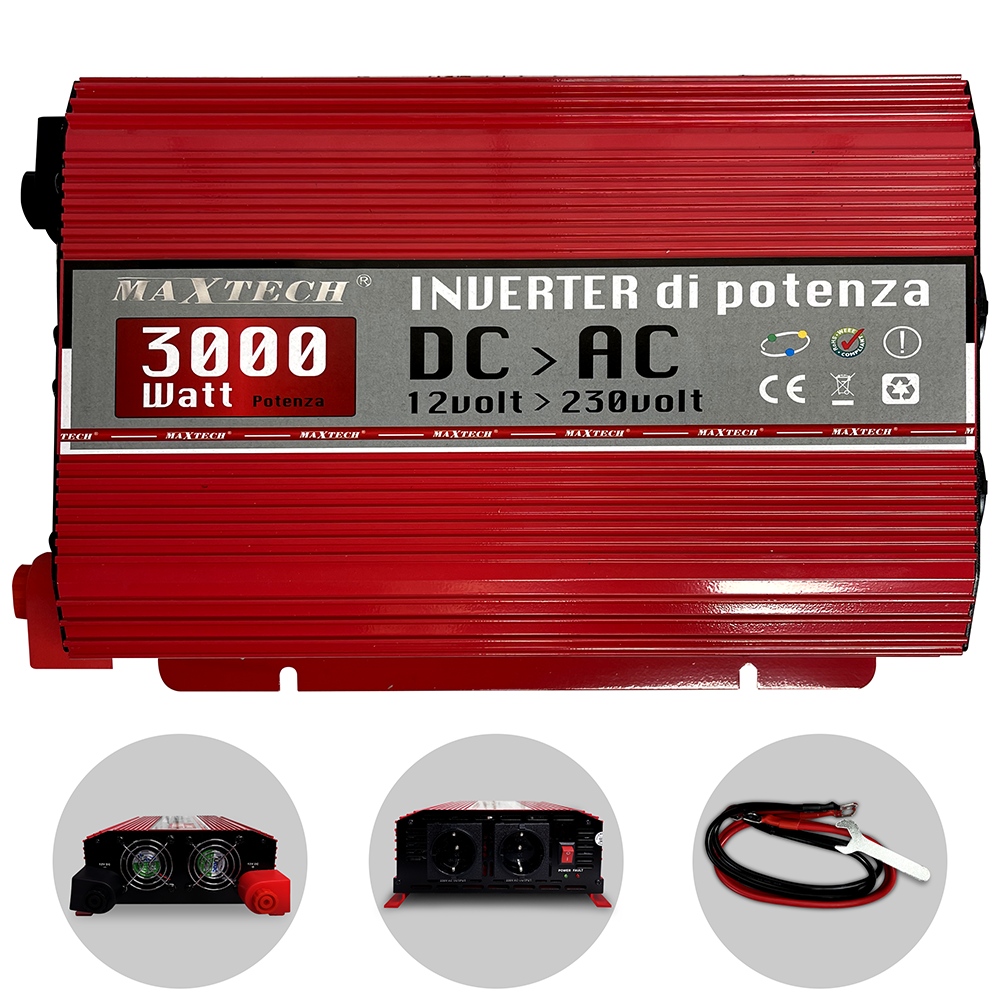 Инвертор MaxTech HB-3000-12 с модифицированным синусом 3кВт 3000 W Красный (120) - фото 9