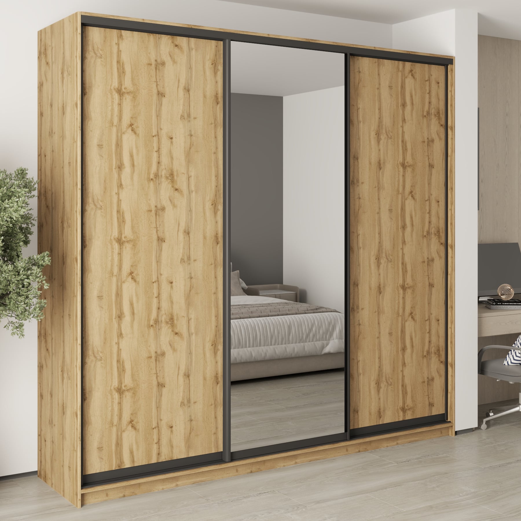 Шкаф-купе трехдверный Mebel Star Комбо BG MBS-9755 250х45х240 см Дуб тахо (1009744)