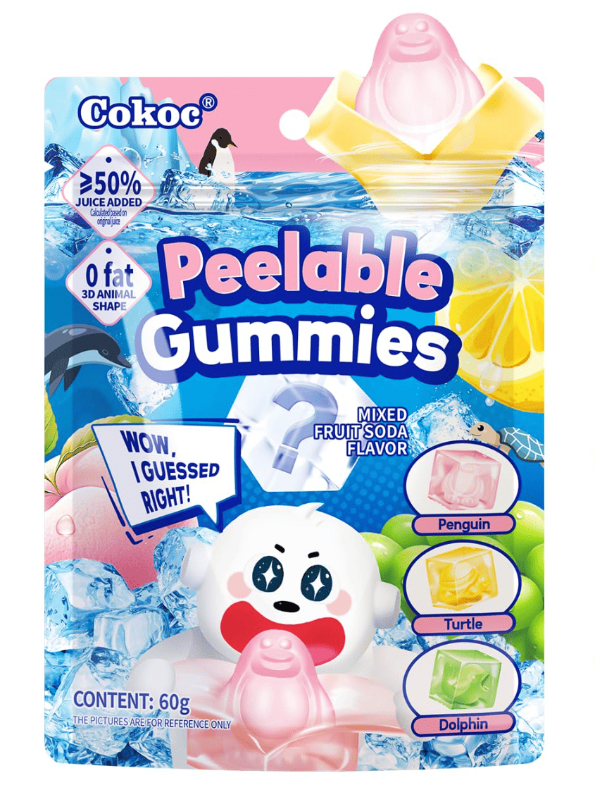 Конфеты желейные Cokoc Peelable Gummies Mixed Fruits Soda 60 г (2681748531)