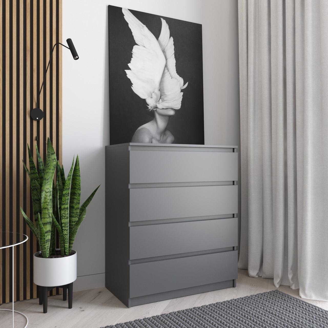 Комод з шухлядами Вайс R-4 80х40х98 см Антрацит (30306335) - фото 1 Комод з шухлядами Вайс R-4 80х40х98 см Антрацит (30306335) - фото 1