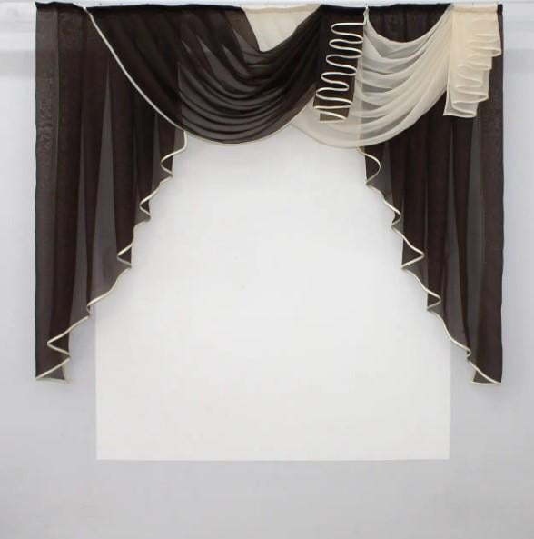 Ламбрекен в гостиную/спальню на карниз 1,5 м Венге/Бежевый (031л)