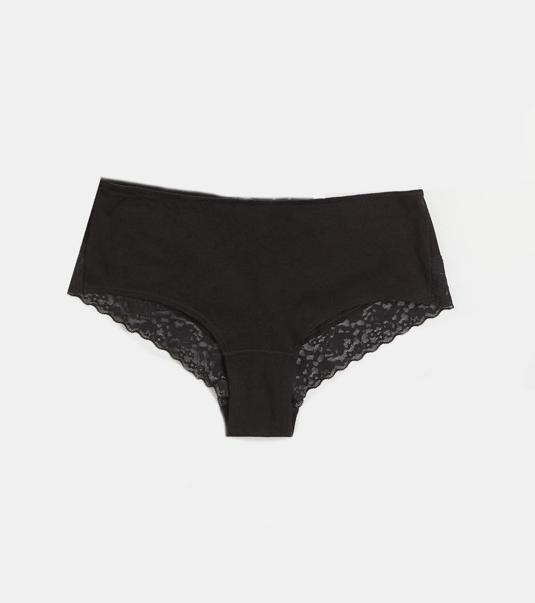 Трусики-хипстеры хлопковые женские H&M 1011444 кружевные XS Черный (75269)