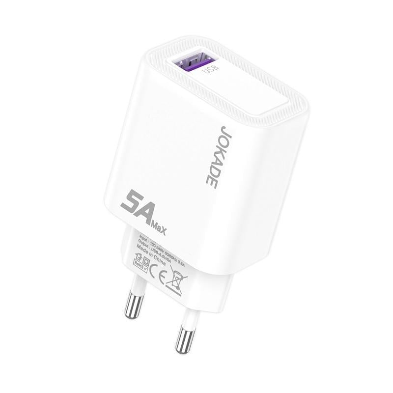 Мережевий зарядний пристрій Jokade JB140 1USB/5A Білий (844767)