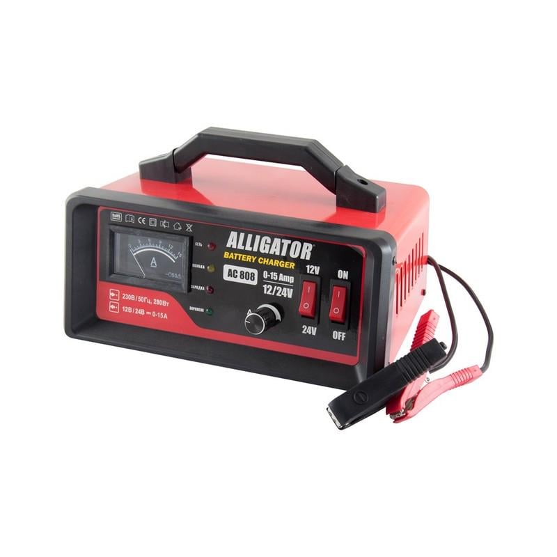 Зарядний пристрій автомобільного акумулятора АКБ Alligator 12/24В 15А 150Ач (AC808)