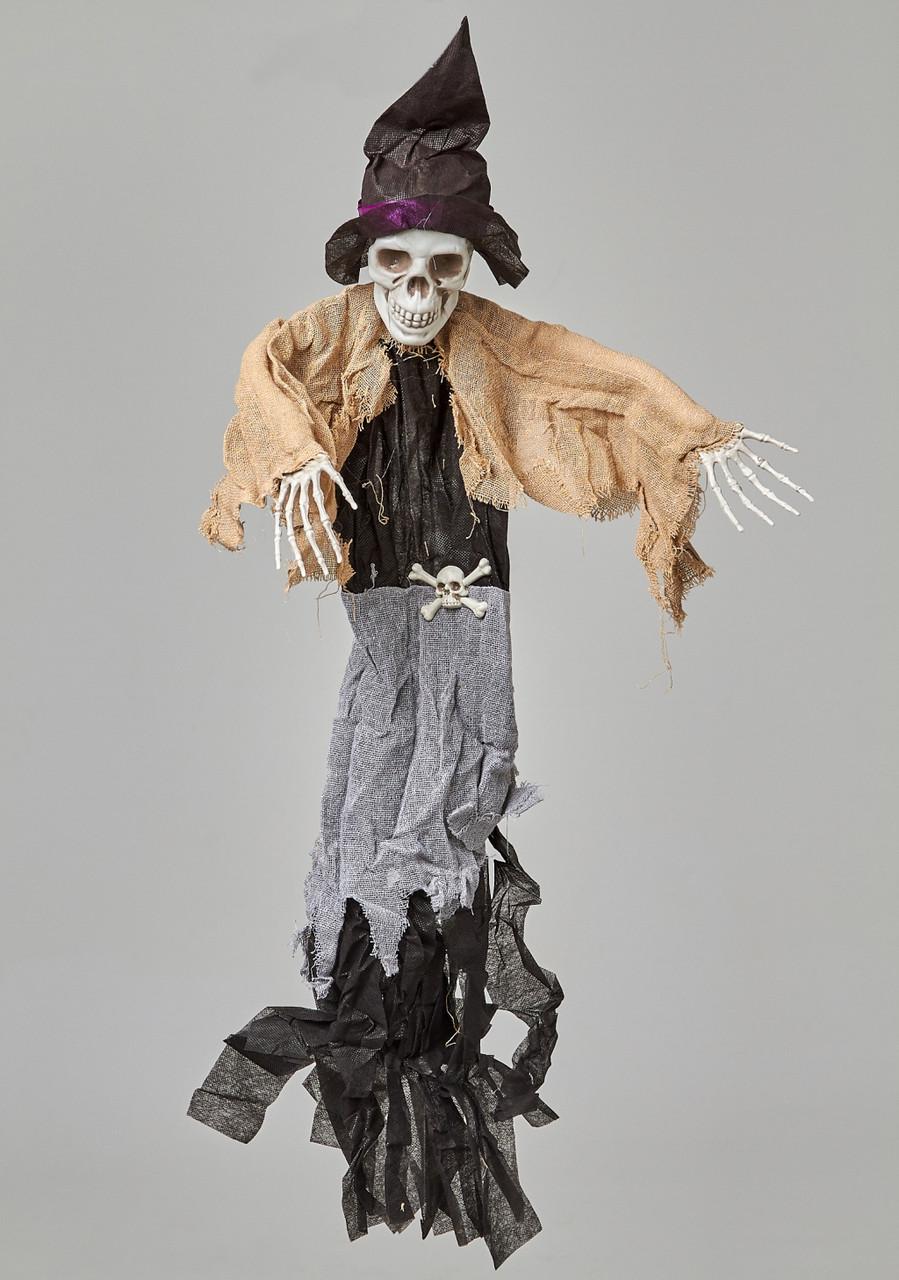 Подвесной декор Череп в шляпке на Хэллоуин 90 см