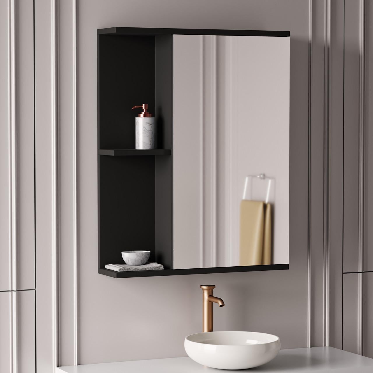 Зеркало в ванную комнату My Room VK-01 с полками 580x740x150 мм Антрацитовый (4384760987620746987667892874)