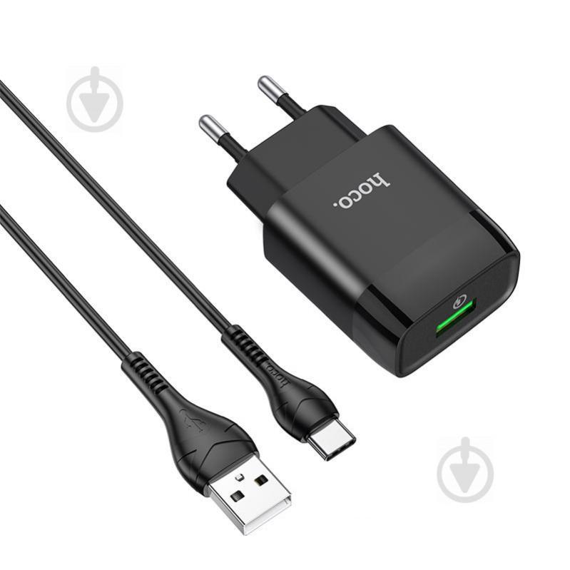 СЗУ Hoco C72Q QC3.0 (1USB/2A) + Type-C (Чорний) 1097374