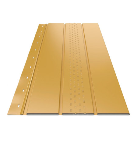 Софіт для даху перфорований металевий RAL1003 (365789) - фото 1 Софіт для даху перфорований металевий RAL1003 (365789) - фото 1