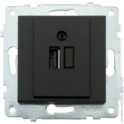 Механизм розетки USB Horoz Electric GRANO с адаптером Черный металлик (600-000317-245)