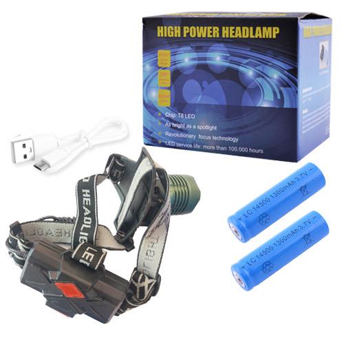 Фонарь налобный 2189-T6 2x18650 Zoom ЗУ microUSB Box (2245500309)