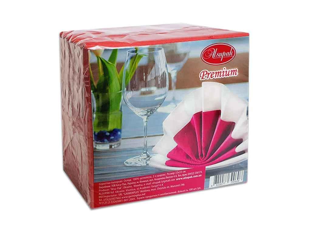 Салфетка Алсу-Пак 100 шт. 33x33 см Красный (1018141)