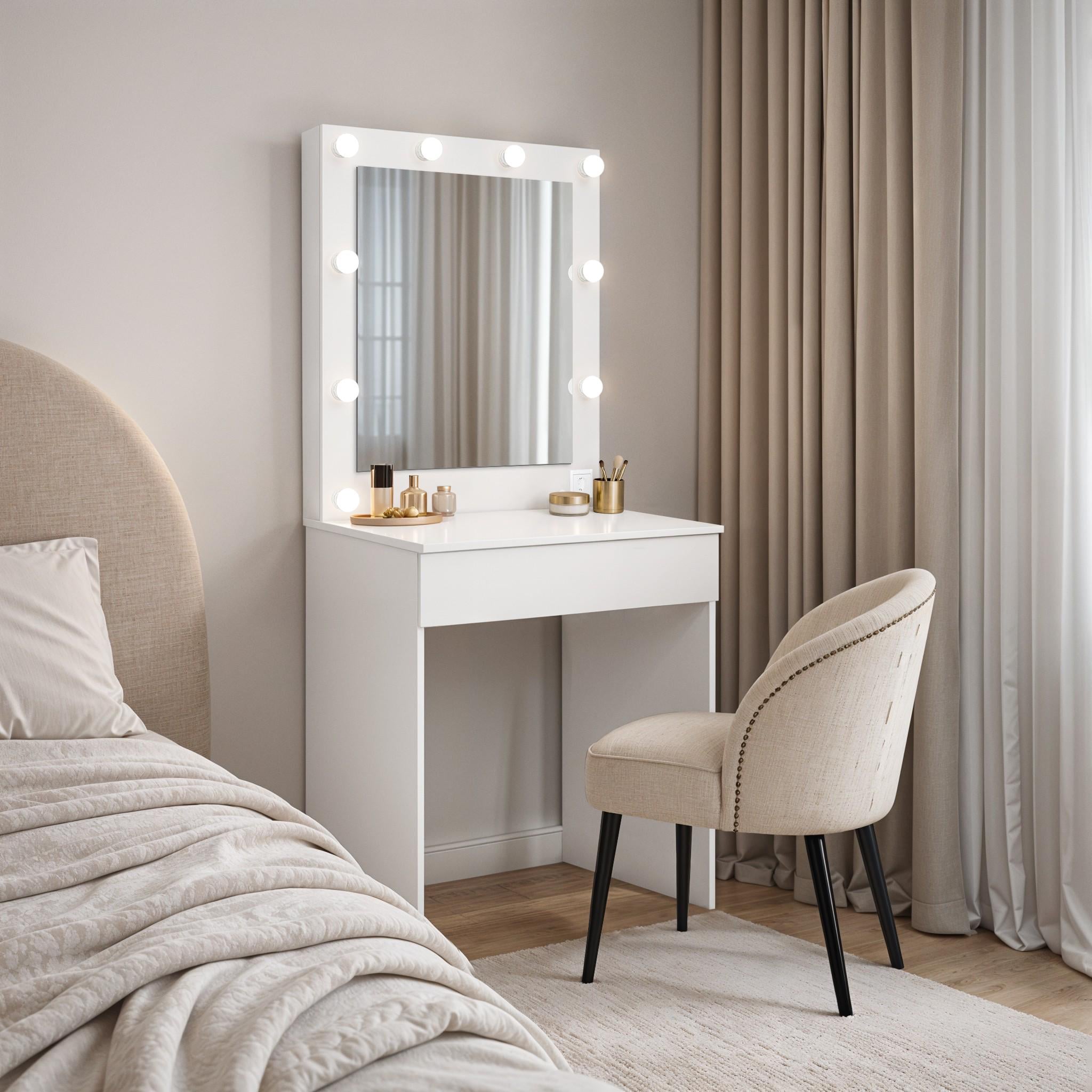 Туалетний столик із лампочками Visage №5 700х500х1600 мм Білий