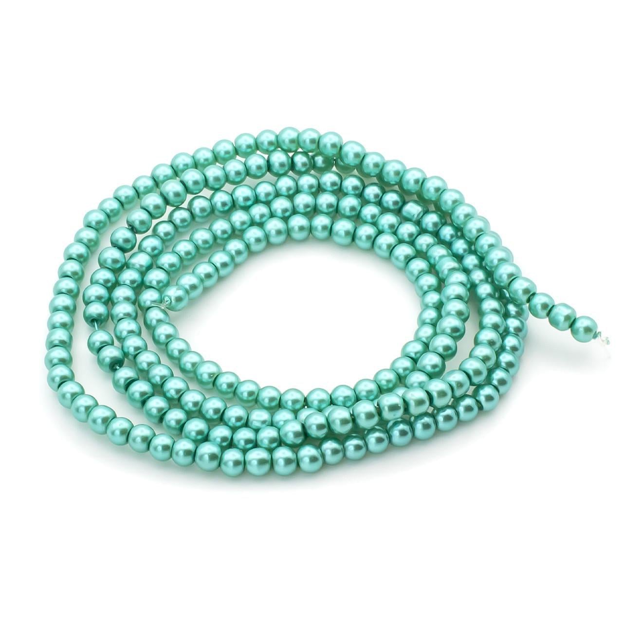 Бусины стеклянные на нитке под жемчуг 8 мм 80 см 105 шт. Нефритовый (БЖ0008к80)