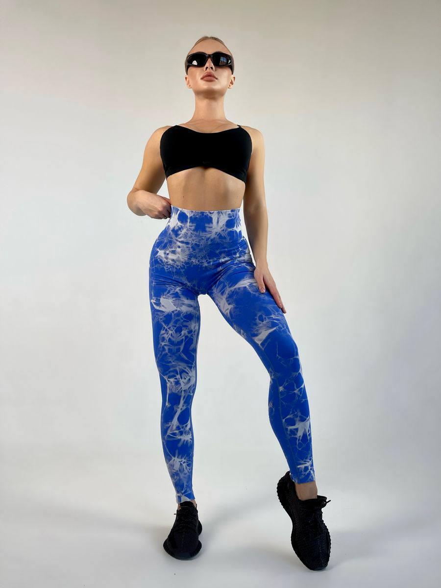 Леггинсы с мраморным принтом S Голубой/Белый (HX020000S)