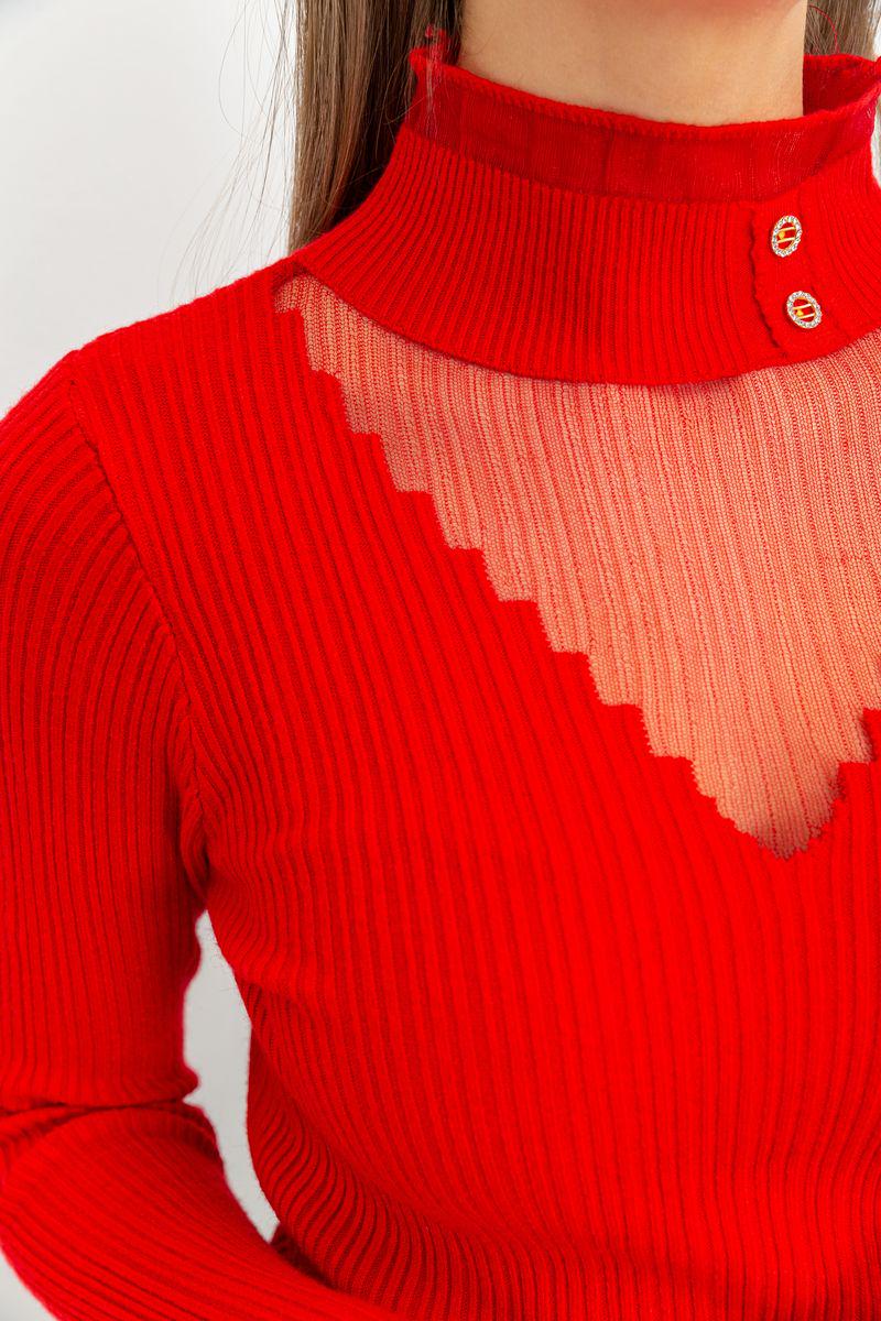 Гольф жіночий в рубчик Ager 221R010 S/M Червоний (9621849) - фото 5 Гольф жіночий в рубчик Ager 221R010 S/M Червоний (9621849) - фото 5