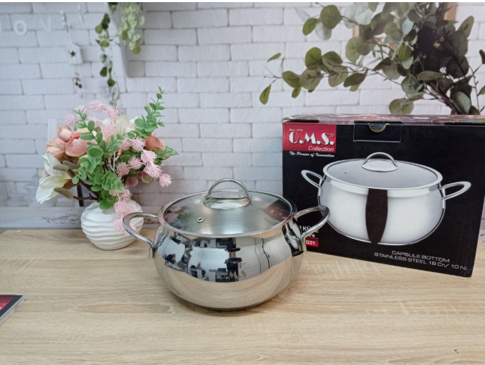 Каструля OMS з нержавіючої сталі з кришкою для газу і індукці 6,2 л (2031-6.2) - фото 4