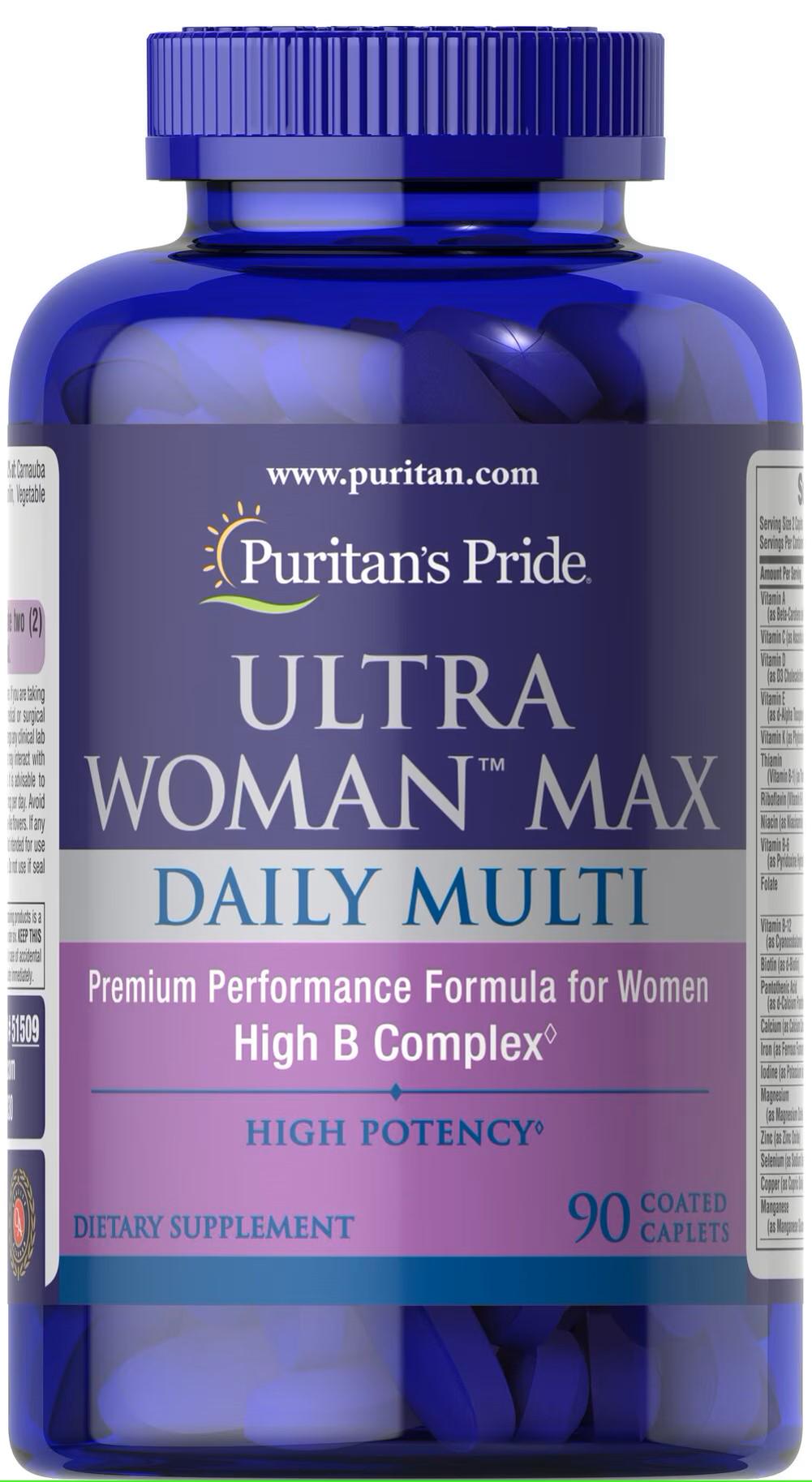 Мультивитамины для женщин Puritan's Pride Ultra Woman Max Daily Multivitamin 90 капс.