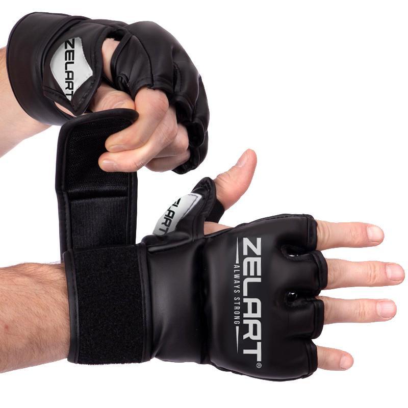 Перчатки для смешанных единоборств MMA PU Zelart BO-5699 S Черный/Белый