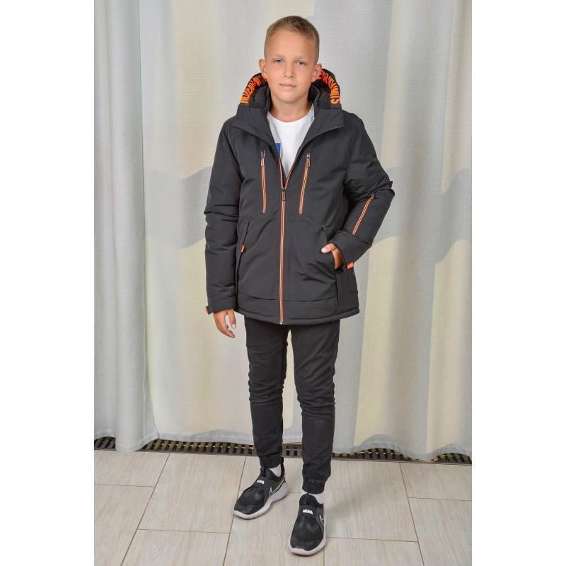 Парка для мальчика зимняя 122 см Черный с оранжевым (2711289288)