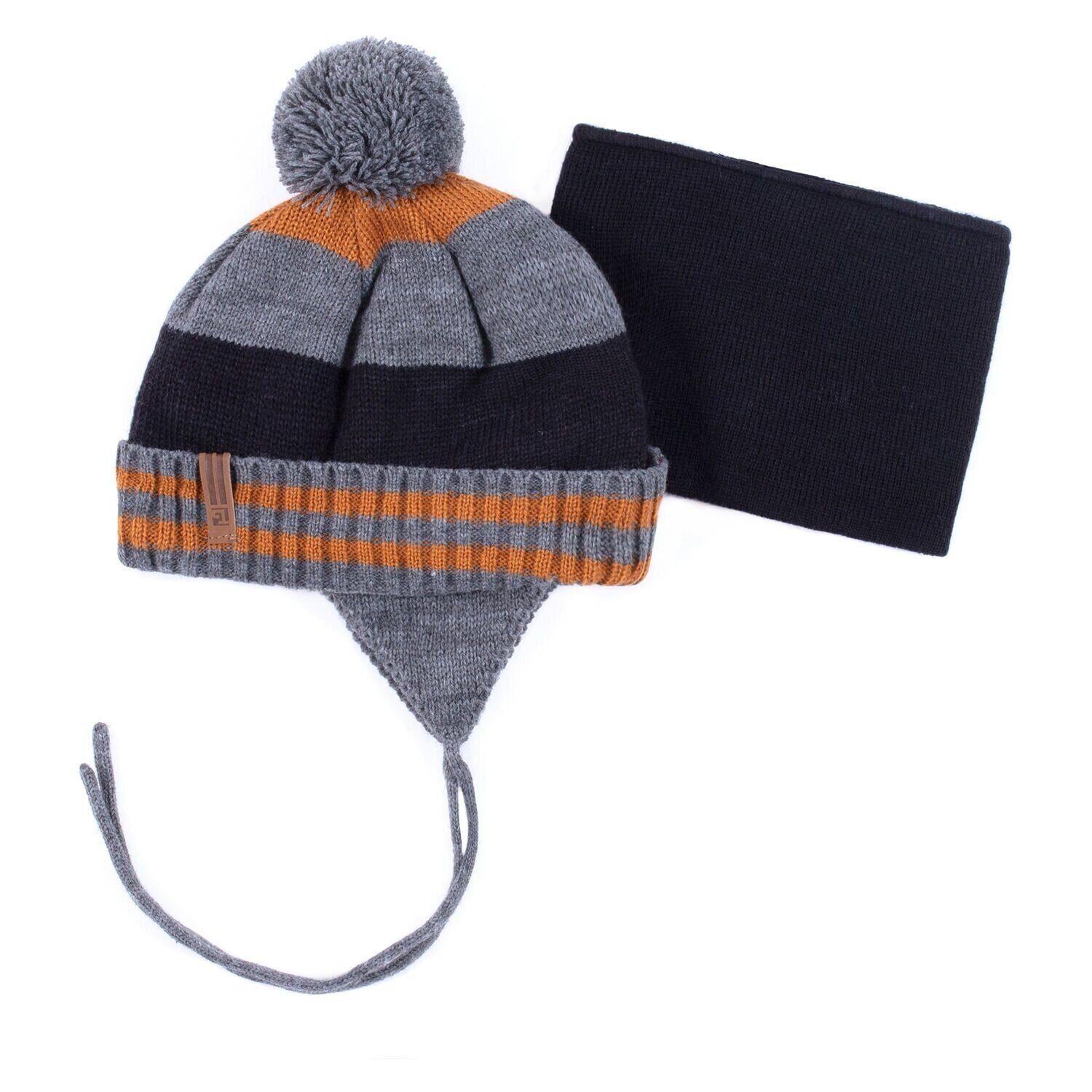 Шапка с баффом вязаные для мальчика Peluche&Tartine F19ACC13BG зимние 38-42 см Серый (F19ACC13BG-Olivine-0/6m)