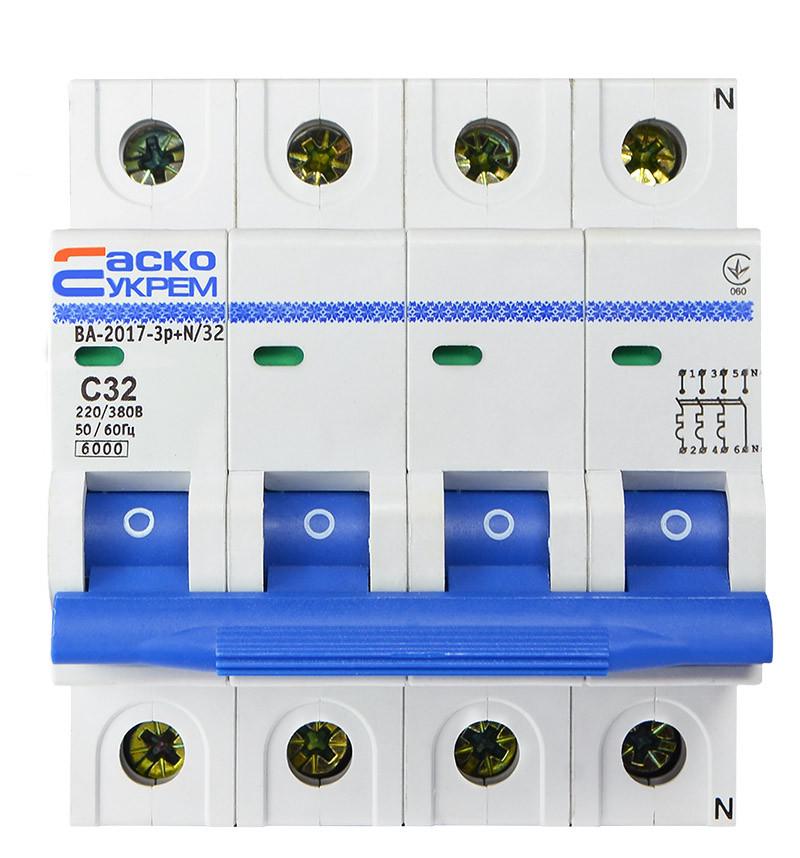 Автоматический выключатель Аско-Укрем ВА-2017/С 3р+N 32А (12778)
