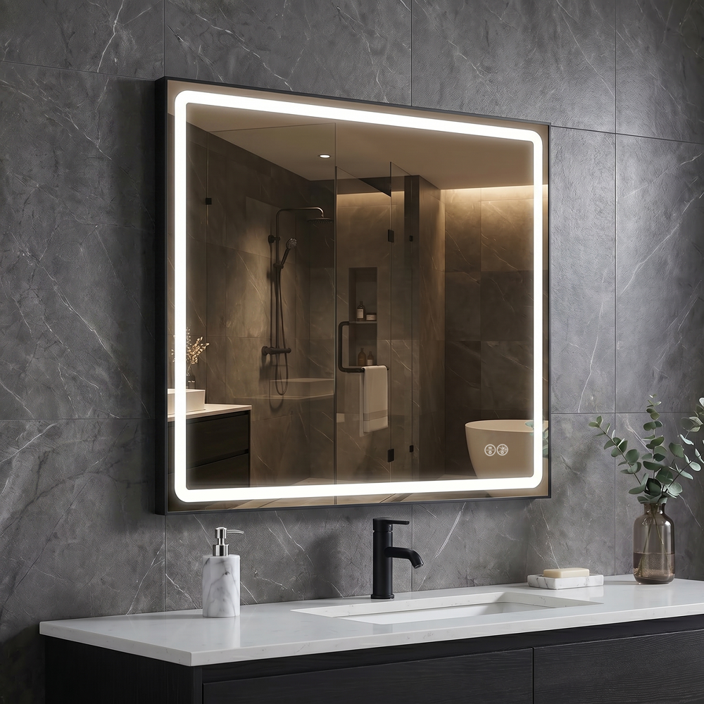 Зеркало AquA PooL Aqua 80x70 88-Hra80s70-CWDd-mA с черным профилем и Led подсветкой (32306383)