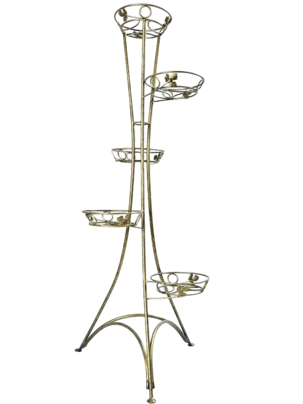 Подставка для цветов Хатинка Спираль металлическая с золотой патиной на 5 вазонов 101 см (CNT00011592)