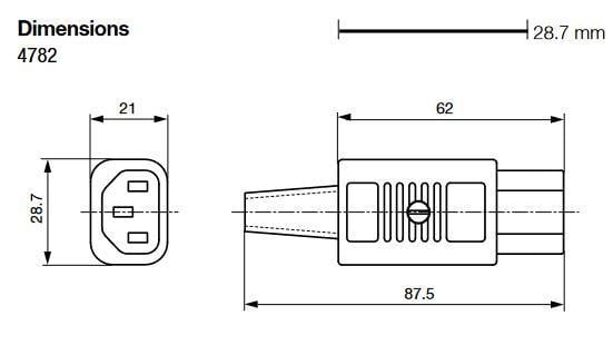 Роз'єм живлення Schurter C13 на кабель 250B 10A 3 контакта IEC 60320 (000047613) - фото 7