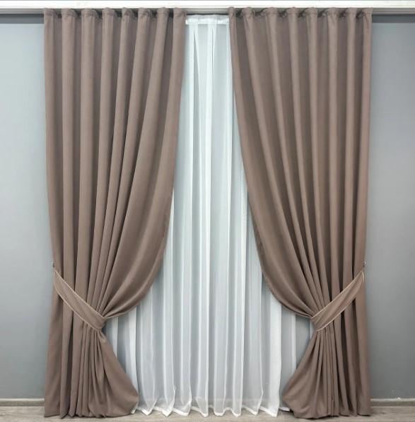 Штори в вітальню/спальню Petek з мікровелюру 1,5х2,9 м 2 шт. Какао (1825ш 33-0811) - фото 1