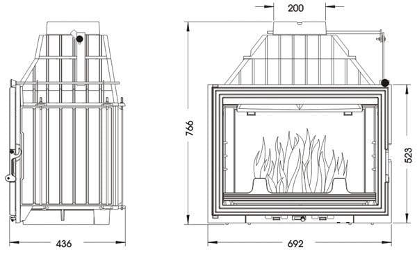 Каминная топка UNIFLAM 700 LUX ECO с шибером 12 кВт (9276161) - фото 3