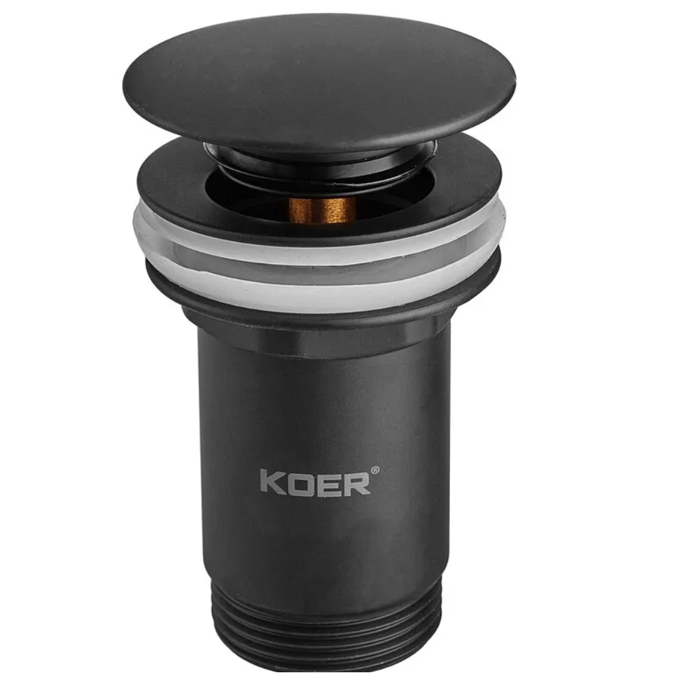 Клапан донный KOER PW-07-05 1 1/4'' Сlick-Сlack для умывальника Черный матовый (KR5785)