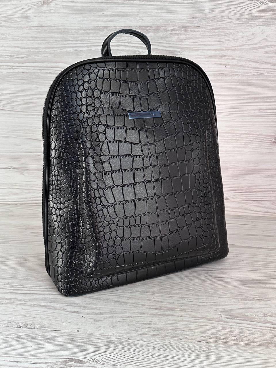 Женский рюкзак натуральная кожа Черный (7220)