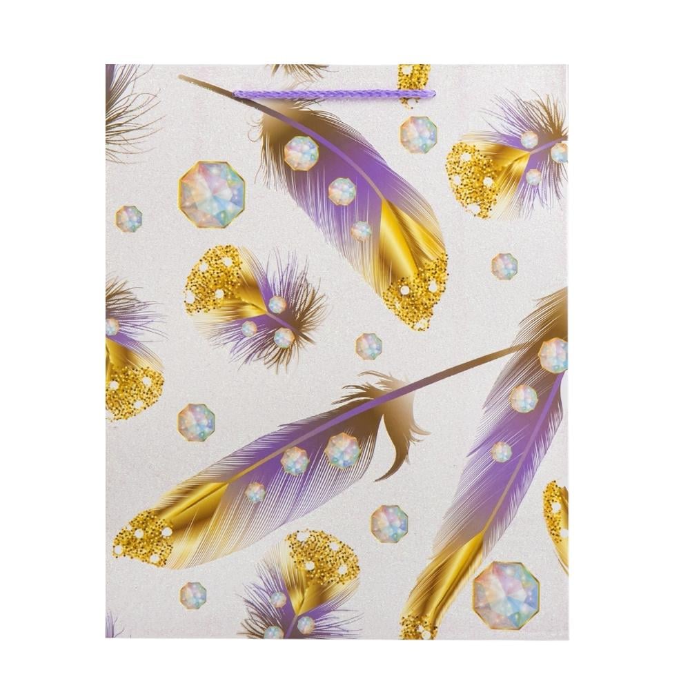 Набор подарочных пакетов Elisey Золотое перо 26х32 см 4 шт. Бело-фиолетовый (9068-009)