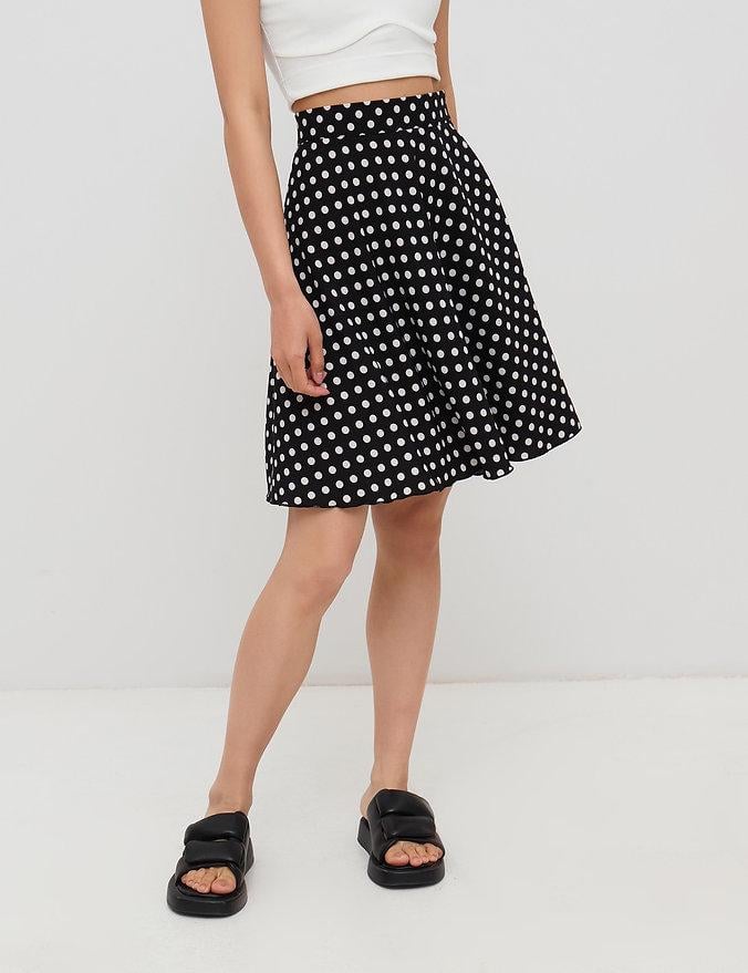 Спідниця-кльош міні Дика Спідниця в білий горох XS Чорний (2006)