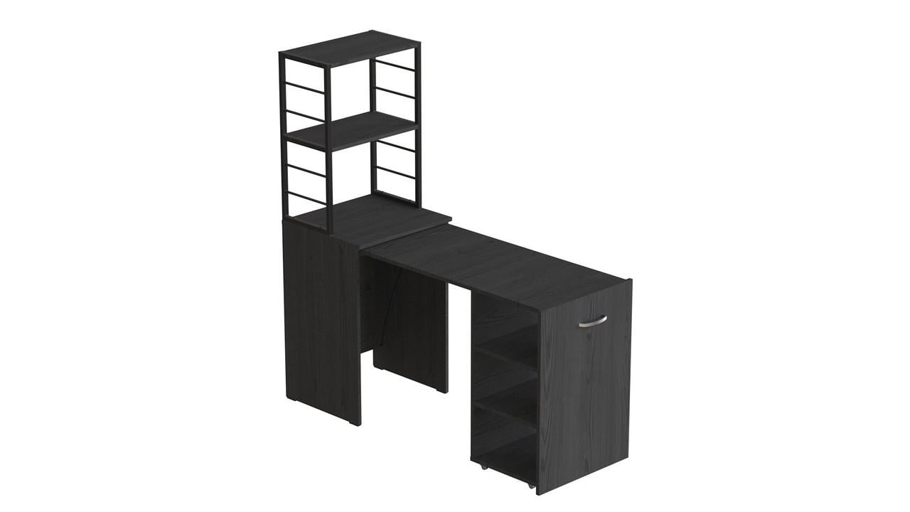 Стіл-тумба трансформер Ferrum-decor Смарт 4/2 з етажеркою метал/ДСП 16 мм 1430x1450x600 мм Чорний/Сосна Кембра (FRD-105132) - фото 6 Стіл-тумба трансформер Ferrum-decor Смарт 4/2 з етажеркою метал/ДСП 16 мм 1430x1450x600 мм Чорний/Сосна Кембра (FRD-105132) - фото 6