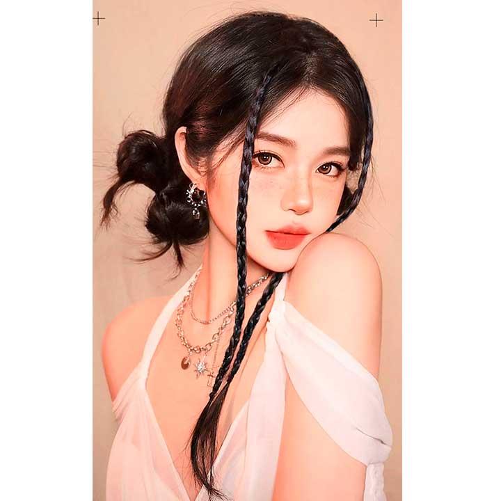 Коса накладна тонка на шпильці канекалон 45 см Брюнет (K0864-1) - фото 2