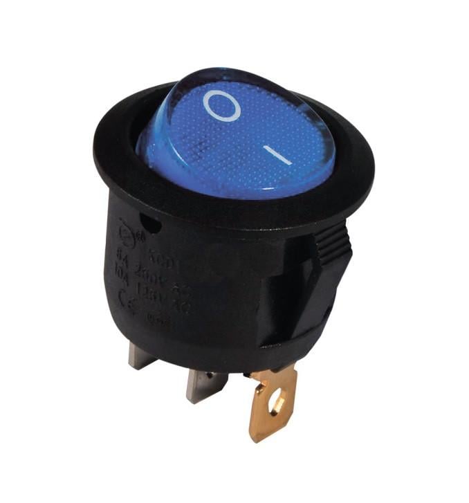 Переключатель TechnoSystems KCD1-5-101N BL/B 220 V с подсветкой круглый Blue (1554871025)