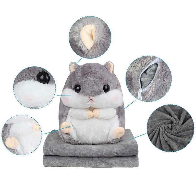 Мягкая игрушка Хомяк 38 см и плед 110х160 см Серый (70328) - фото 2