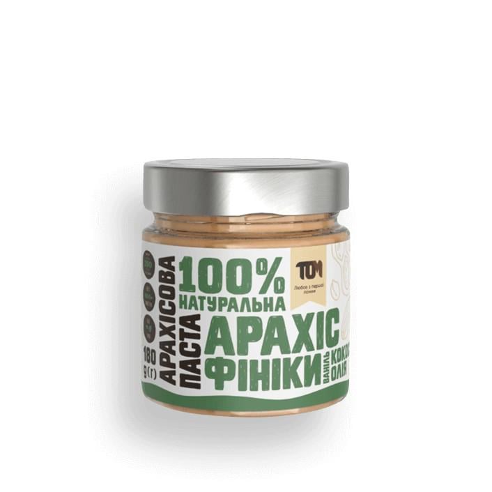 Арахісова паста ТОМ з фініками та кокосовою олією 180 г