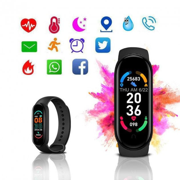 Фітнес-браслет FitPro Smart Band M6 Bluetooth 80 mAh Black (tf4610) - фото 6