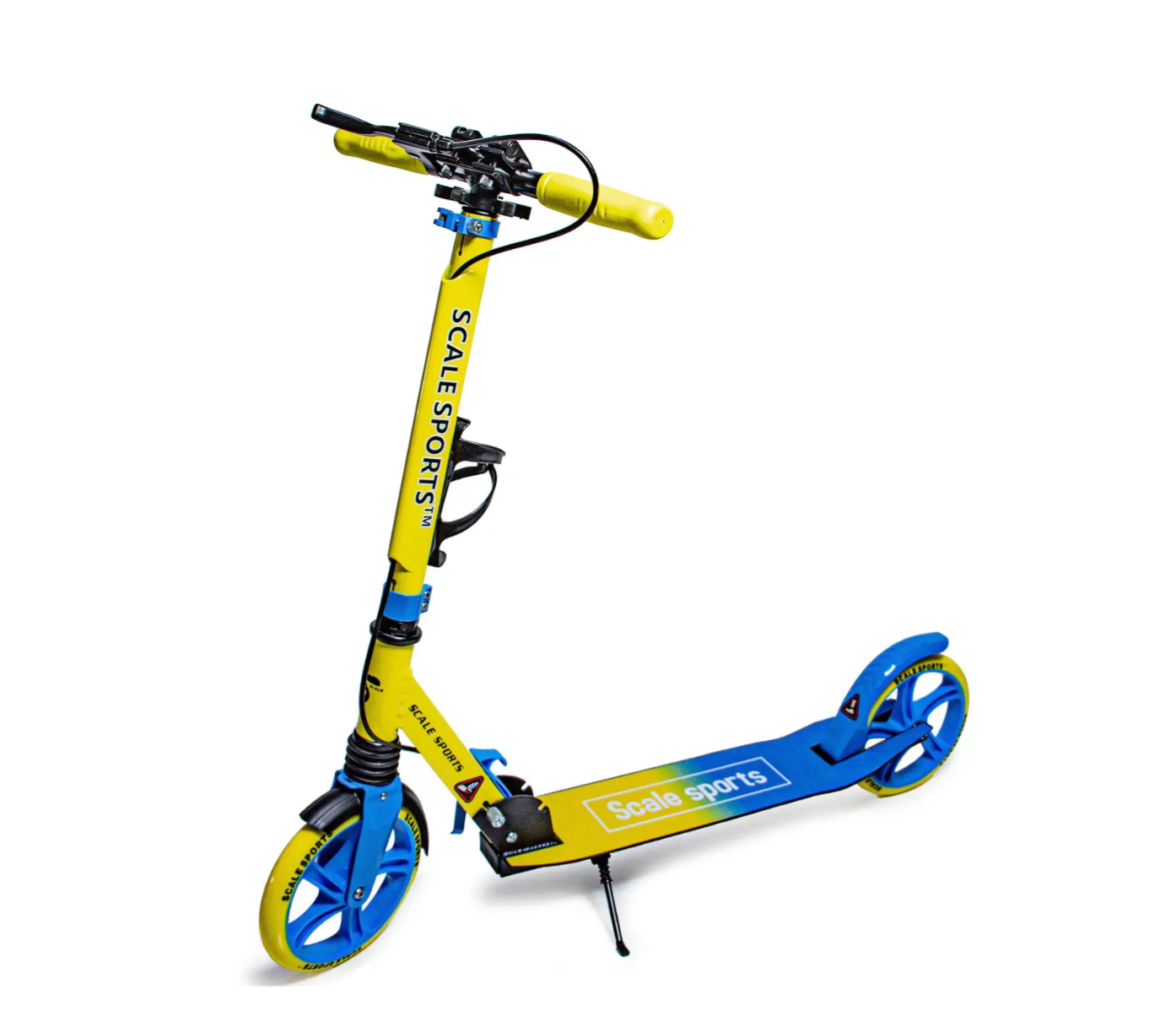 Самокат двухколесный Scale Sports SS-08 с ручным тормозом Желто-голубой