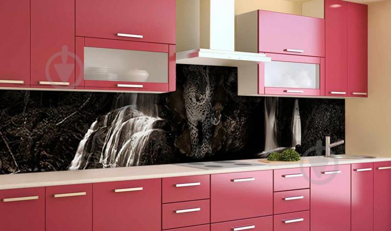 Наклейка виниловая кухонный фартук Zatarga "Леопард и Водопад" 600х3000 мм Наклейка виниловая кухонный фартук Zatarga "Леопард и Водопад" 600х3000 мм