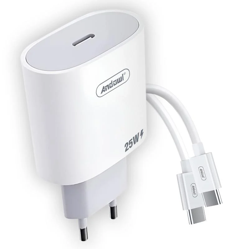 Комплект быстрой зарядки для андроида и айфона Andowl Q-CD699X1 тайпси 25 Вт Адаптер Type-C iPhone iPad Android Apple Белый (89290f0f) - фото 1