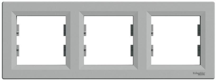 Рамка трехместная горизонтальная Schneider Electric Asfora Алюминий (00000003095)