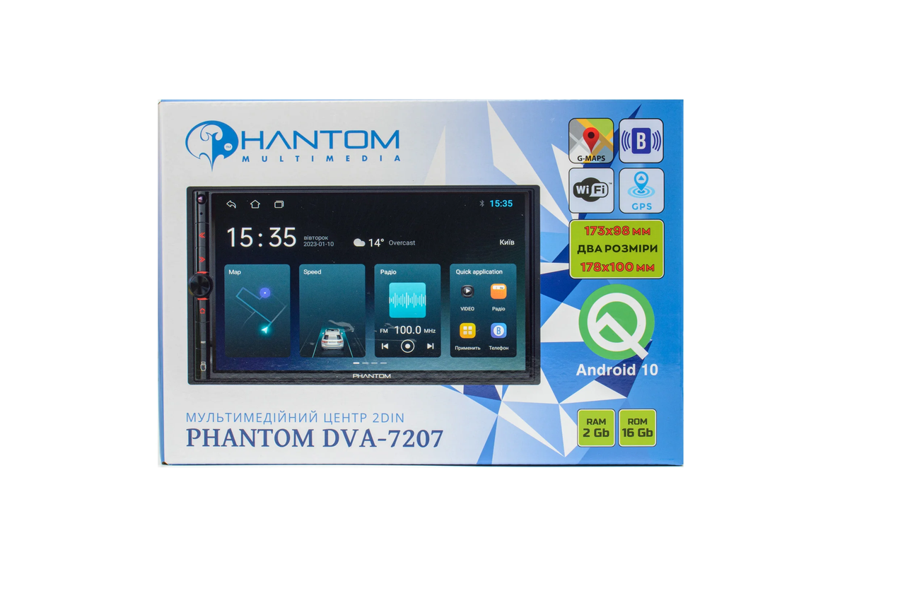 Автомагнитола Phantom 2DIN CarPlay/AndroidAuto DVA-7207 ANDROID 10 2/16Gb (4309) - фото 5