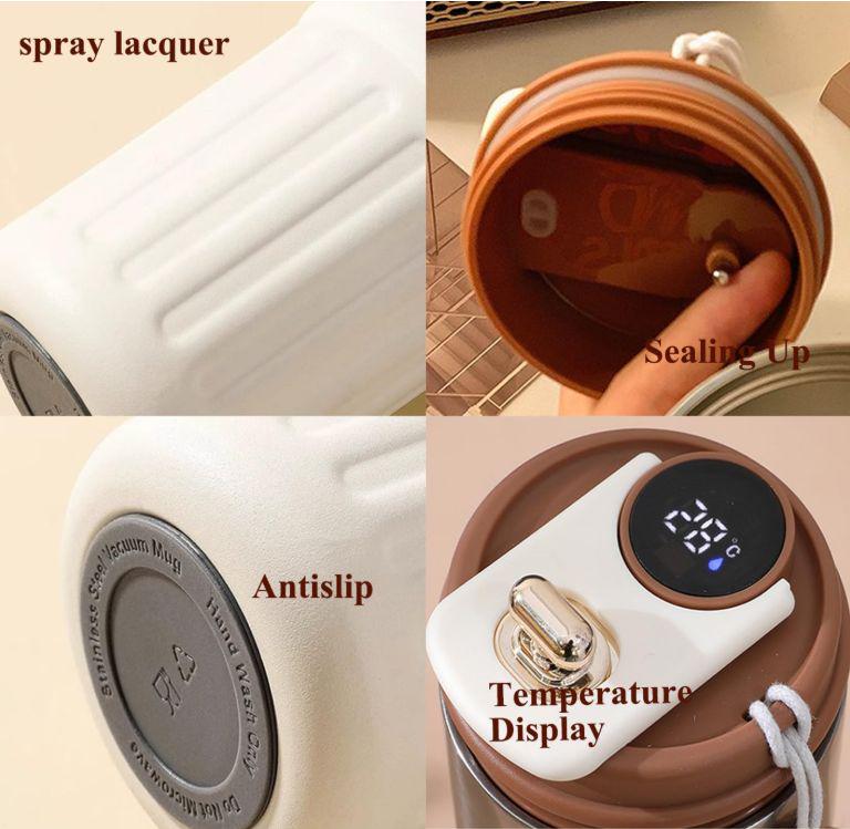 Термокухоль з інтелектуальним дисплеєм температури нержавіюча сталь з коричневою кришкою 420 мл Білий (2466192152) - фото 23