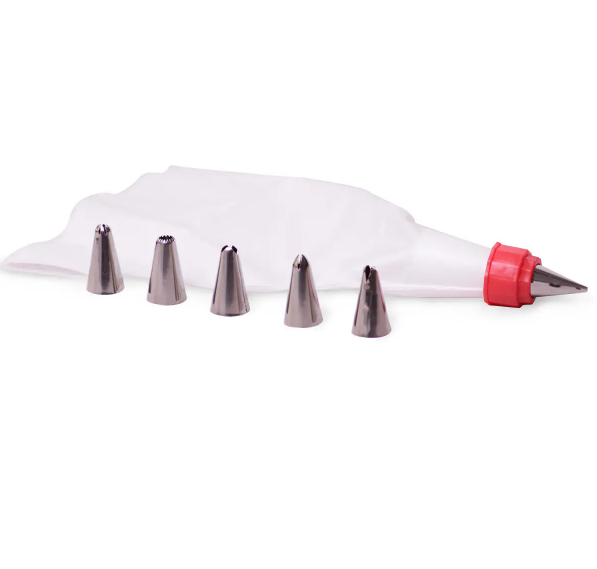 Силиконовый кондитерский мешок и 4 насадки (126982)