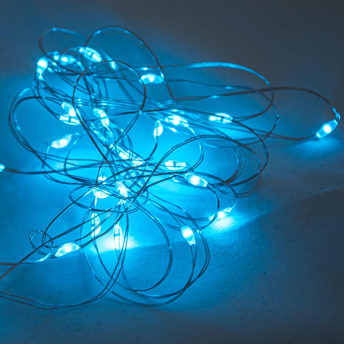 Гирлянда LED copper 50 LED на батарейках 5 м Синий (1008834-Other)