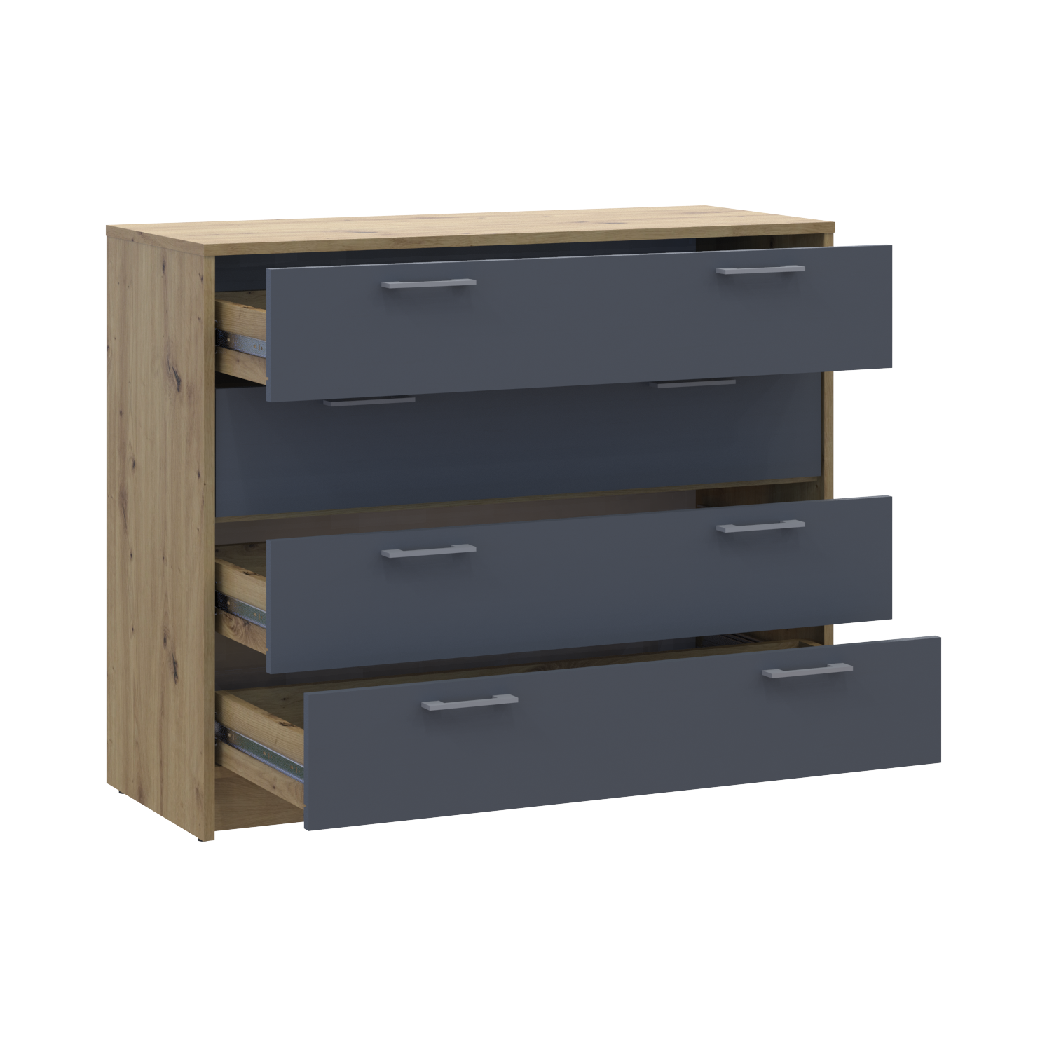 Комод Doros Ронди 4 ящика 100х40х82 см Дуб Артизан/Графит (41516186) - фото 5 Комод Doros Ронди 4 ящика 100х40х82 см Дуб Артизан/Графит (41516186) - фото 5