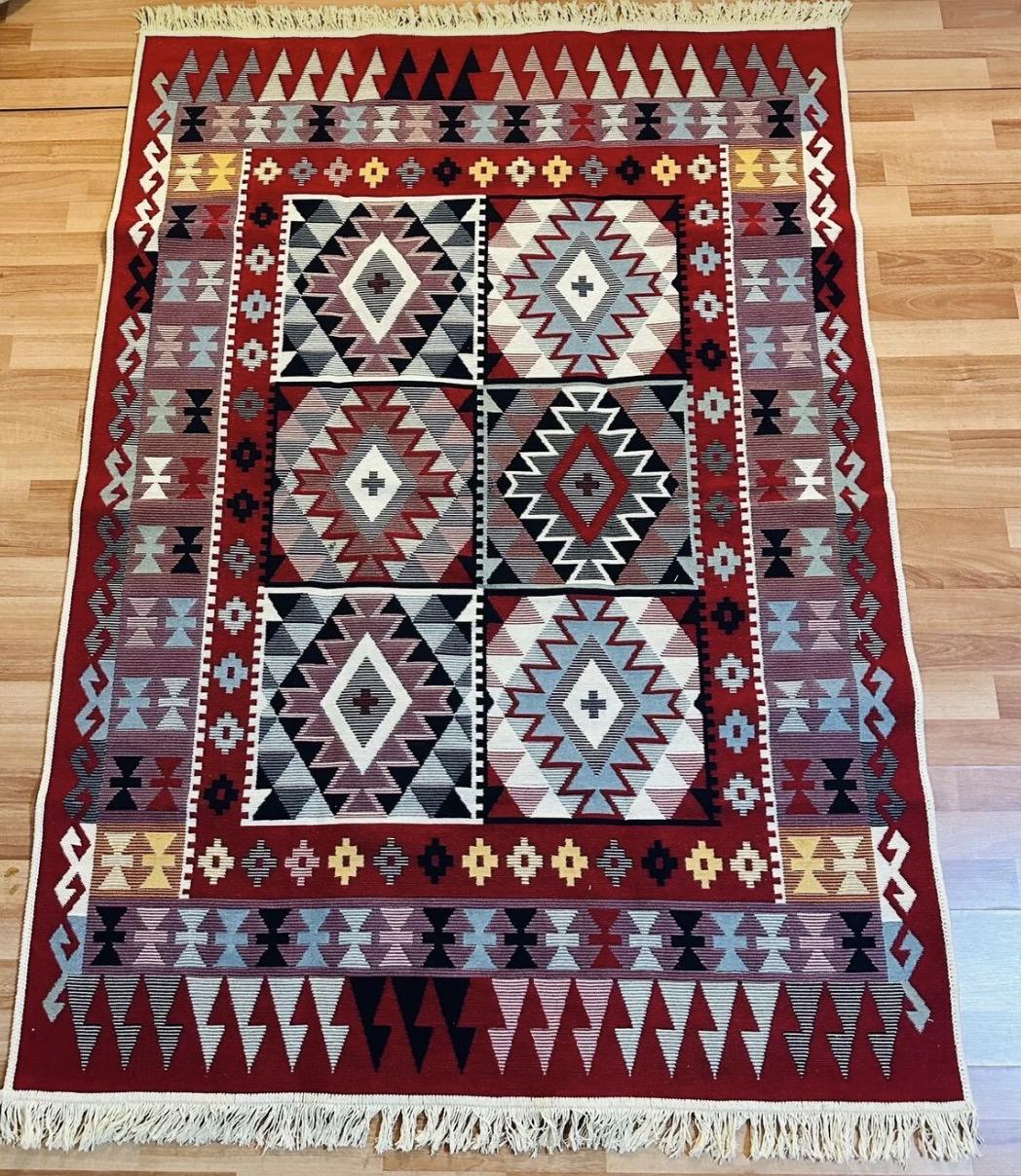 Ковер плетеный двухсторонний Shana Karde 17 80x200 см Красный
